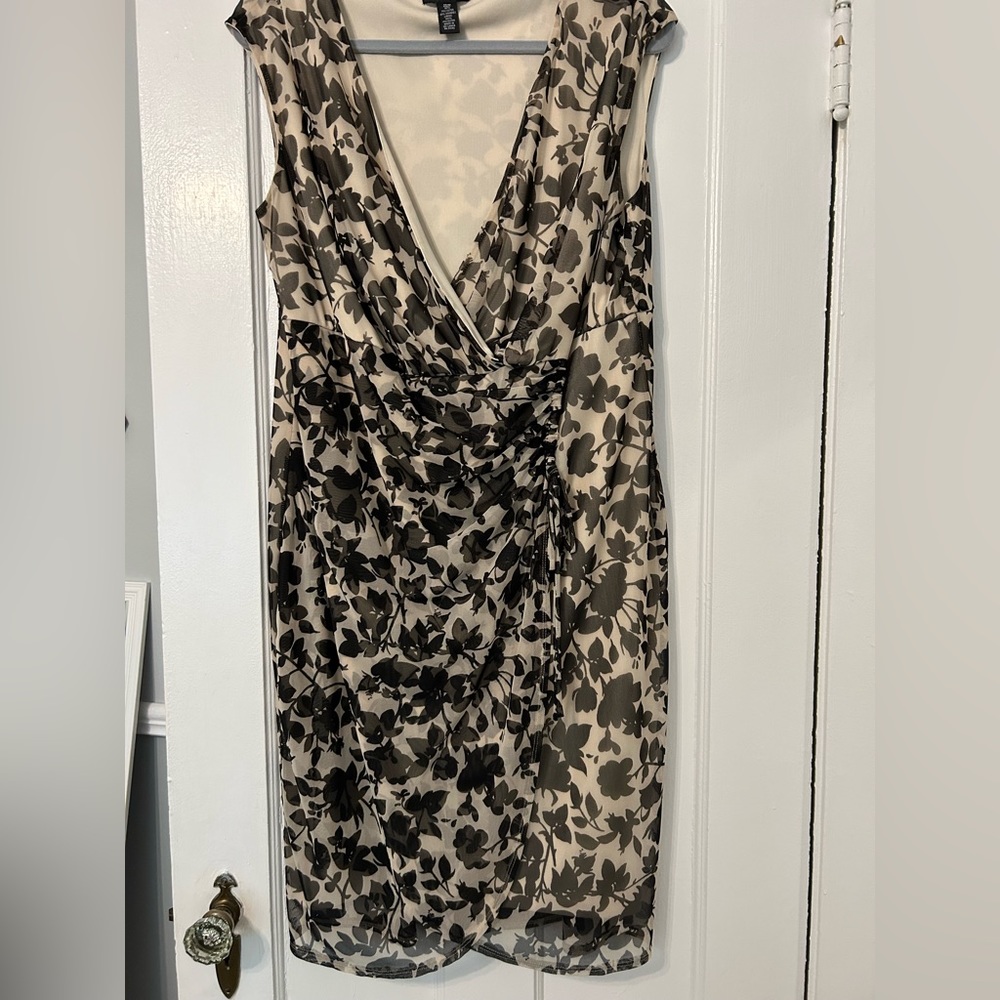 Sleeveless wrap style dress with ruching